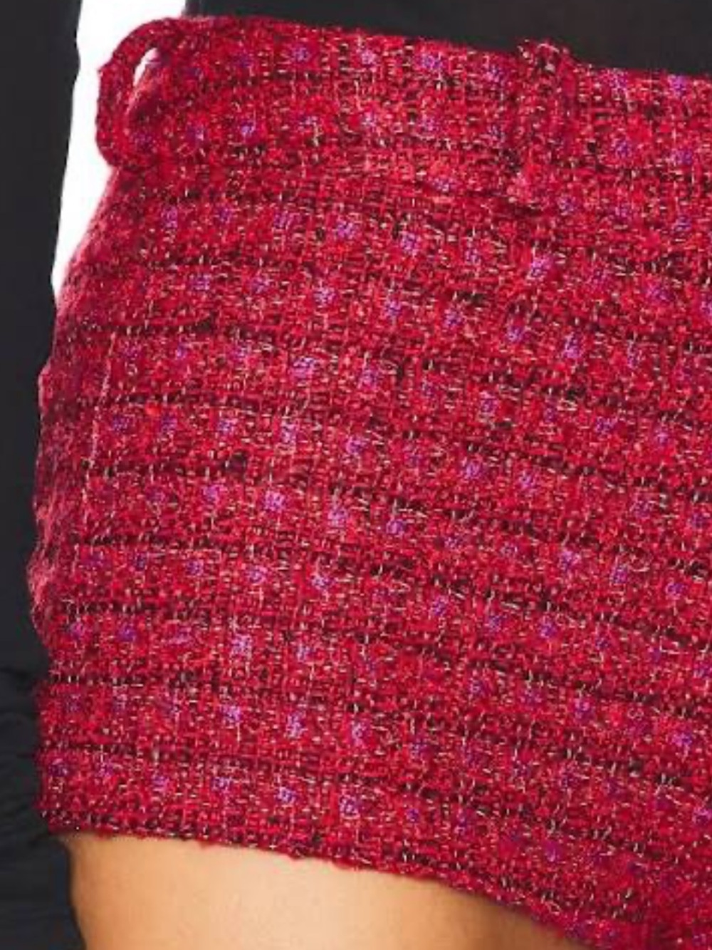Amanda Uprichard Pink-Red Tweed High-Waist Shorts